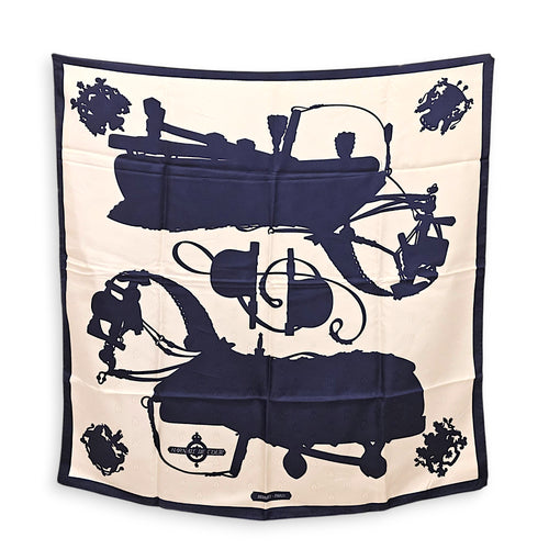 Harnais de coeur Tattoo 90 Blue/Blanc Scarf in Silk