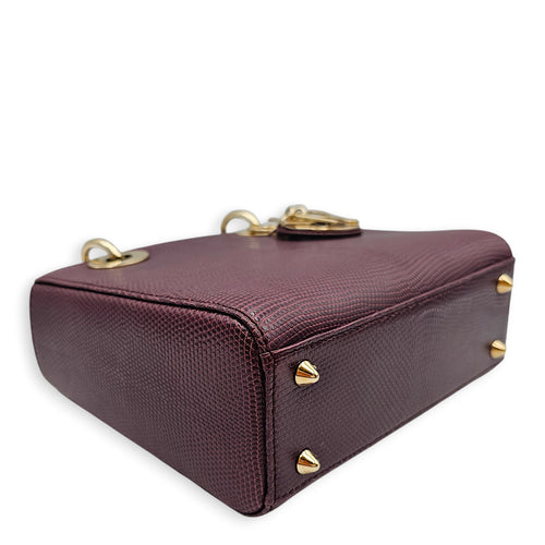 Lady Dior Small Red Crossbody Bag in Lizard Varanus Salvator, Gold hardware