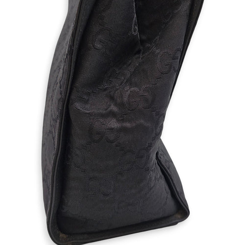 GG Bamboo Pattern  30cm  Black Top Handle Bag in Canvas Silver hardware