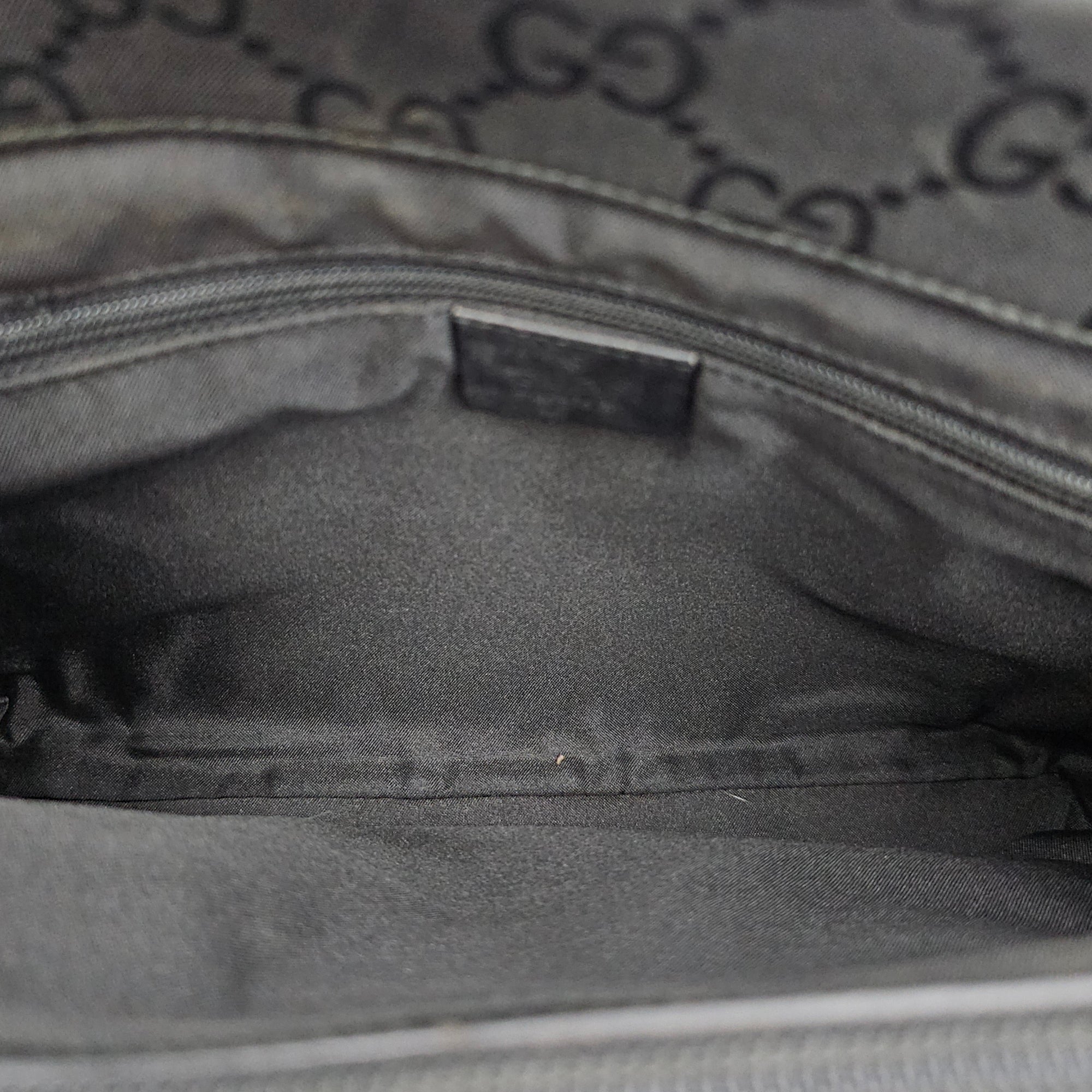 GG Bamboo Pattern  30cm  Black Top Handle Bag in Canvas Silver hardware