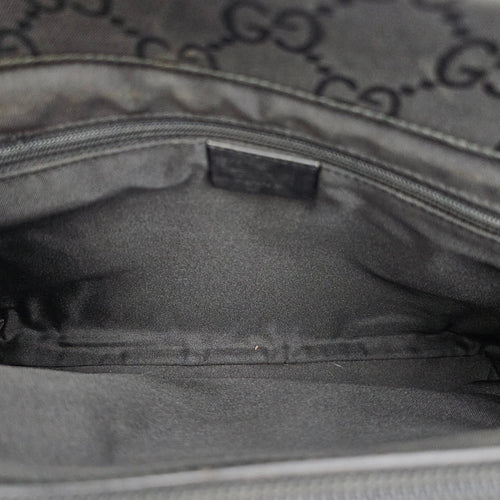 GG Bamboo Pattern  30cm  Black Top Handle Bag in Canvas Silver hardware