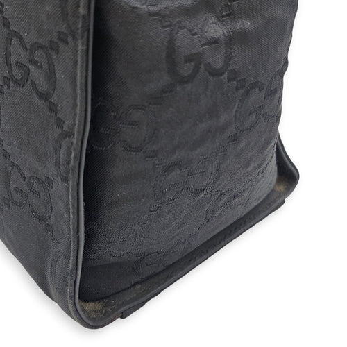 GG Bamboo Pattern  30cm  Black Top Handle Bag in Canvas Silver hardware