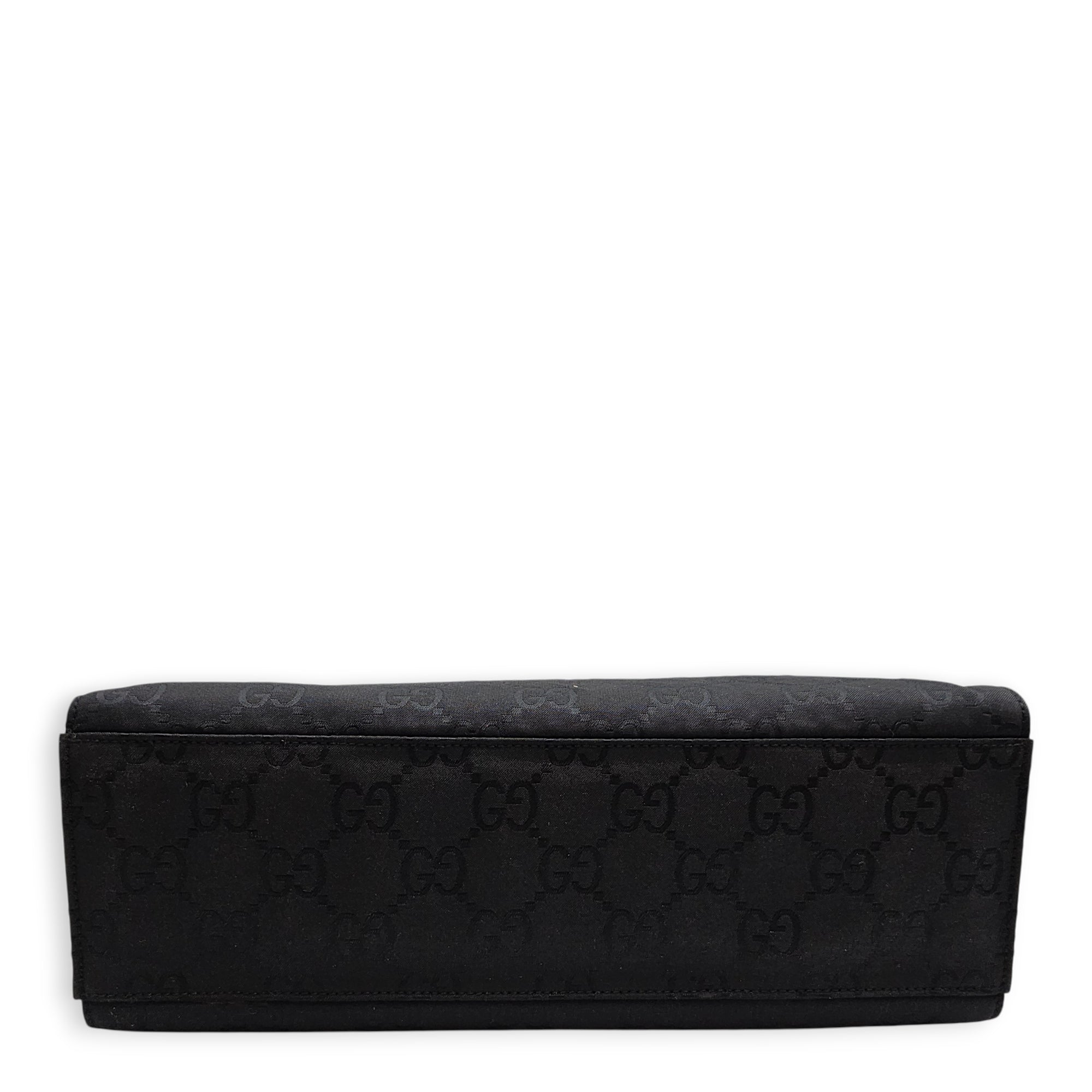 GG Bamboo Pattern  30cm  Black Top Handle Bag in Canvas Silver hardware