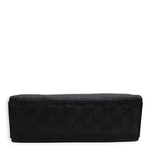 GG Bamboo Pattern  30cm  Black Top Handle Bag in Canvas Silver hardware