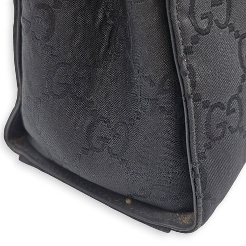 GG Bamboo Pattern  30cm  Black Top Handle Bag in Canvas Silver hardware