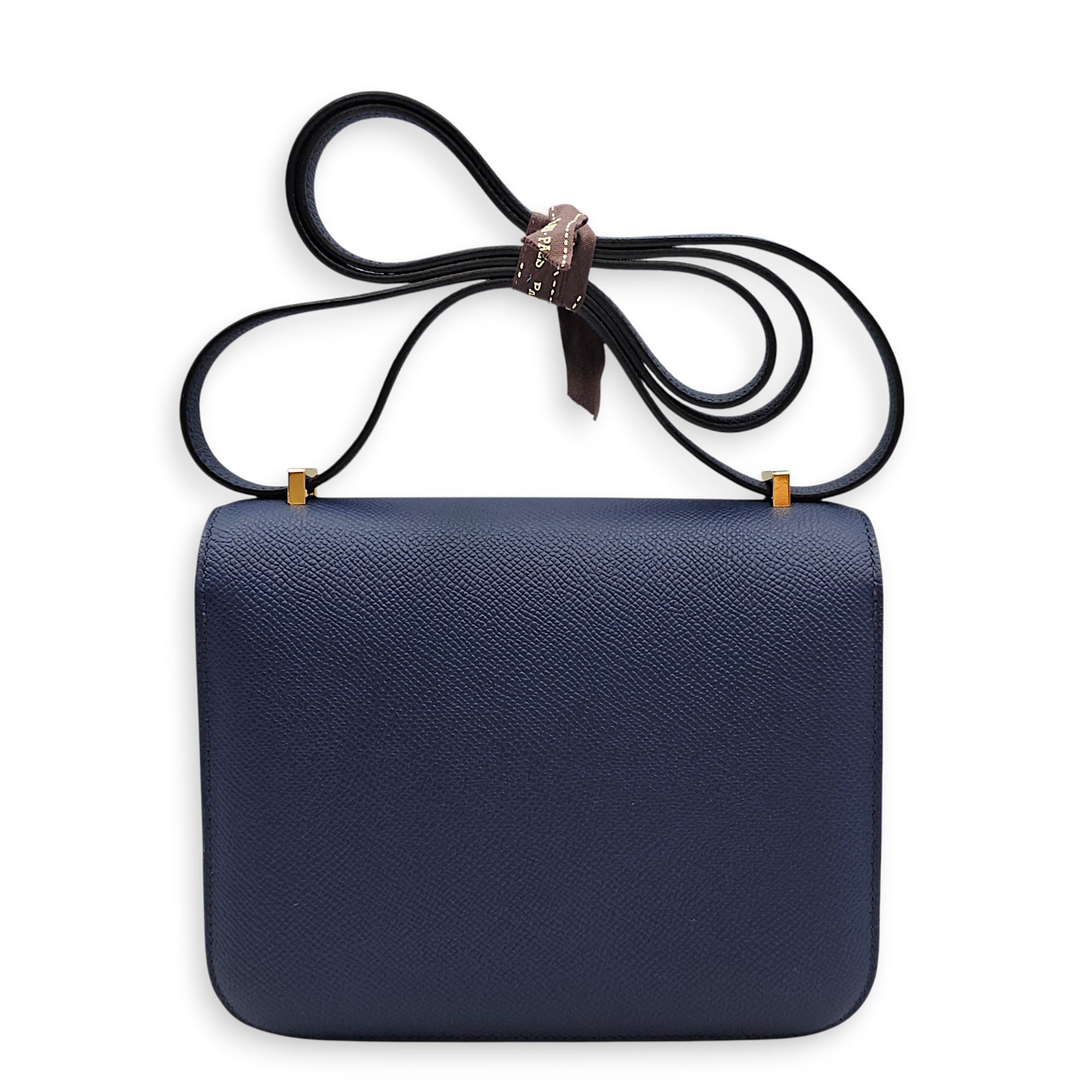 Constance Mirror 18 Navy in Epsom, Gold hardware