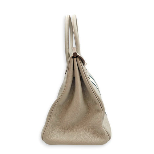 Club Birkin 35 Gris Perle/Blanc/Mykonos in Clemence, Palladium hardware