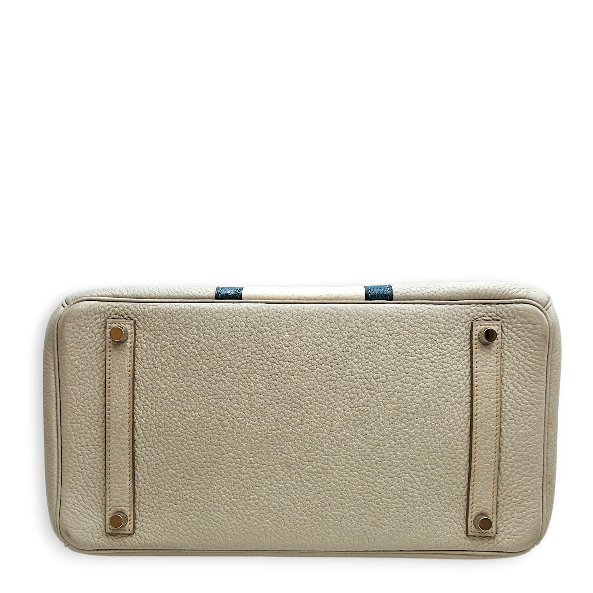 Club Birkin 35 Gris Perle/Blanc/Mykonos in Clemence, Palladium hardware