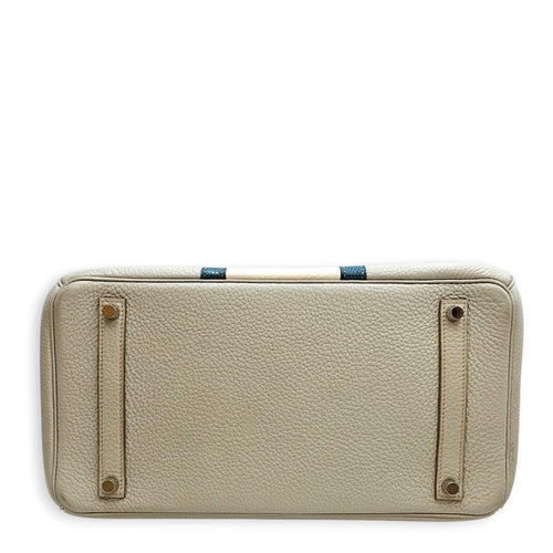 Club Birkin 35 Gris Perle/Blanc/Mykonos in Clemence, Palladium hardware