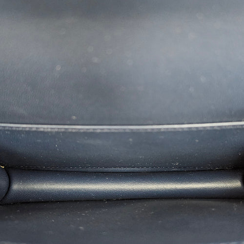 Constance Mirror 18 Navy in Epsom, Gold hardware