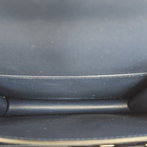 Constance Mirror 18 Navy in Epsom, Gold hardware