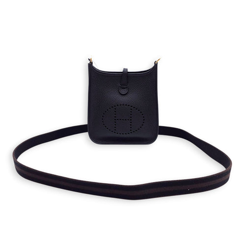 Evelyne Mini Black/Ebene Strap in Clemence, Gold hardware