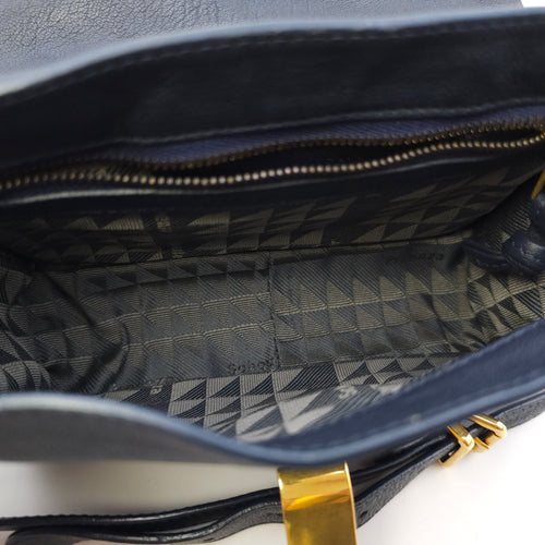 Schouler Mini Navy Blue Shoulder Bag in Calfskin, Gold hardware