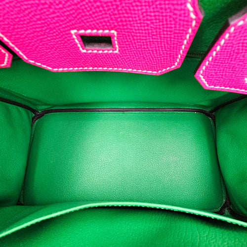 Birkin HSS 30 Rose Tyrien/Bamboo/Bougainvillea in Epsom, Brushed Gold hardware