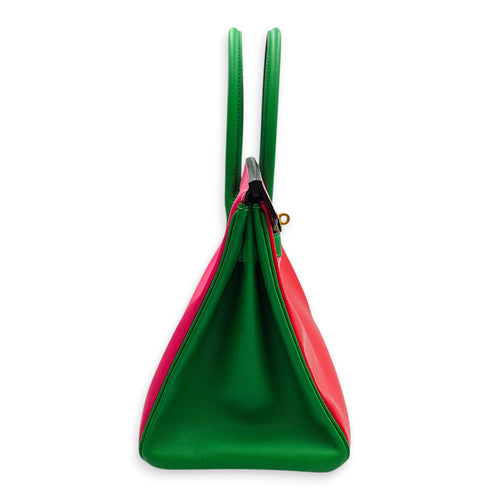 Birkin HSS 30 Rose Tyrien/Bamboo/Bougainvillea in Epsom, Brushed Gold hardware