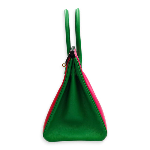 Birkin HSS 30 Rose Tyrien/Bamboo/Bougainvillea in Epsom, Brushed Gold hardware