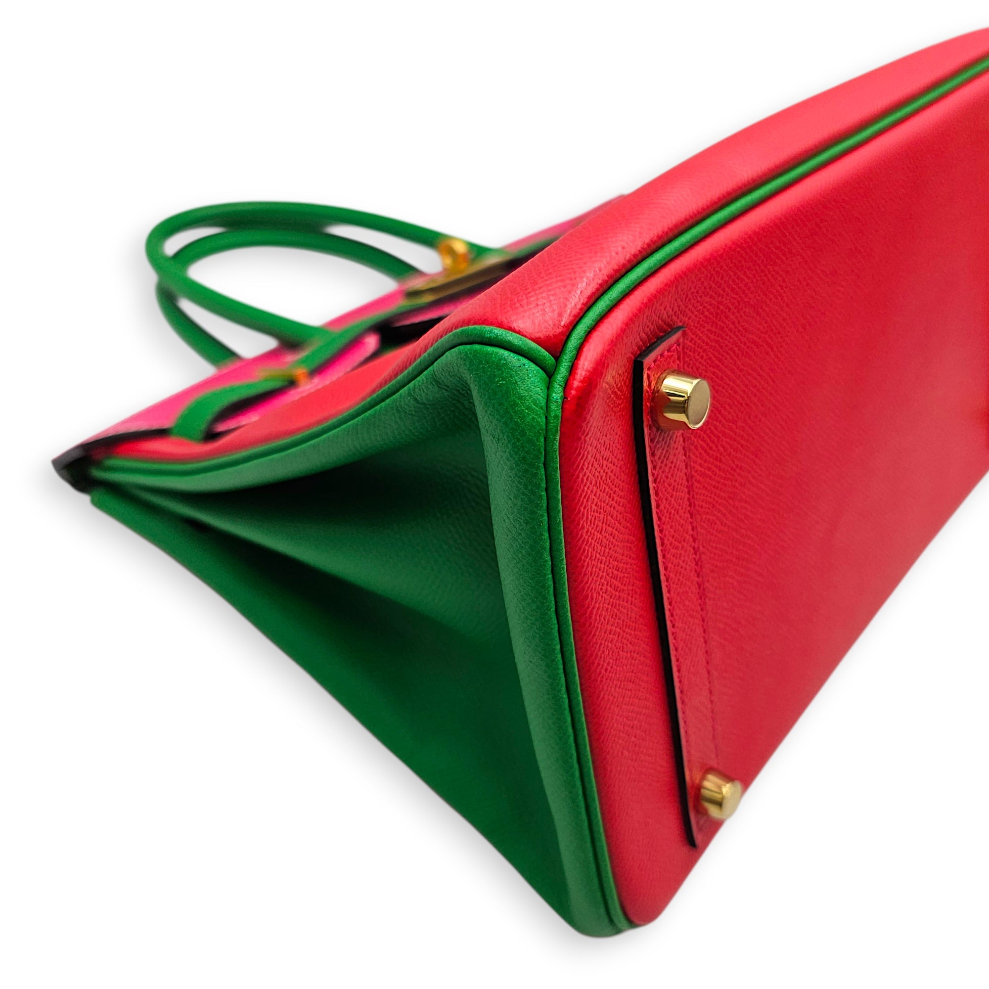 Birkin HSS 30 Rose Tyrien/Bamboo/Bougainvillea in Epsom, Brushed Gold hardware