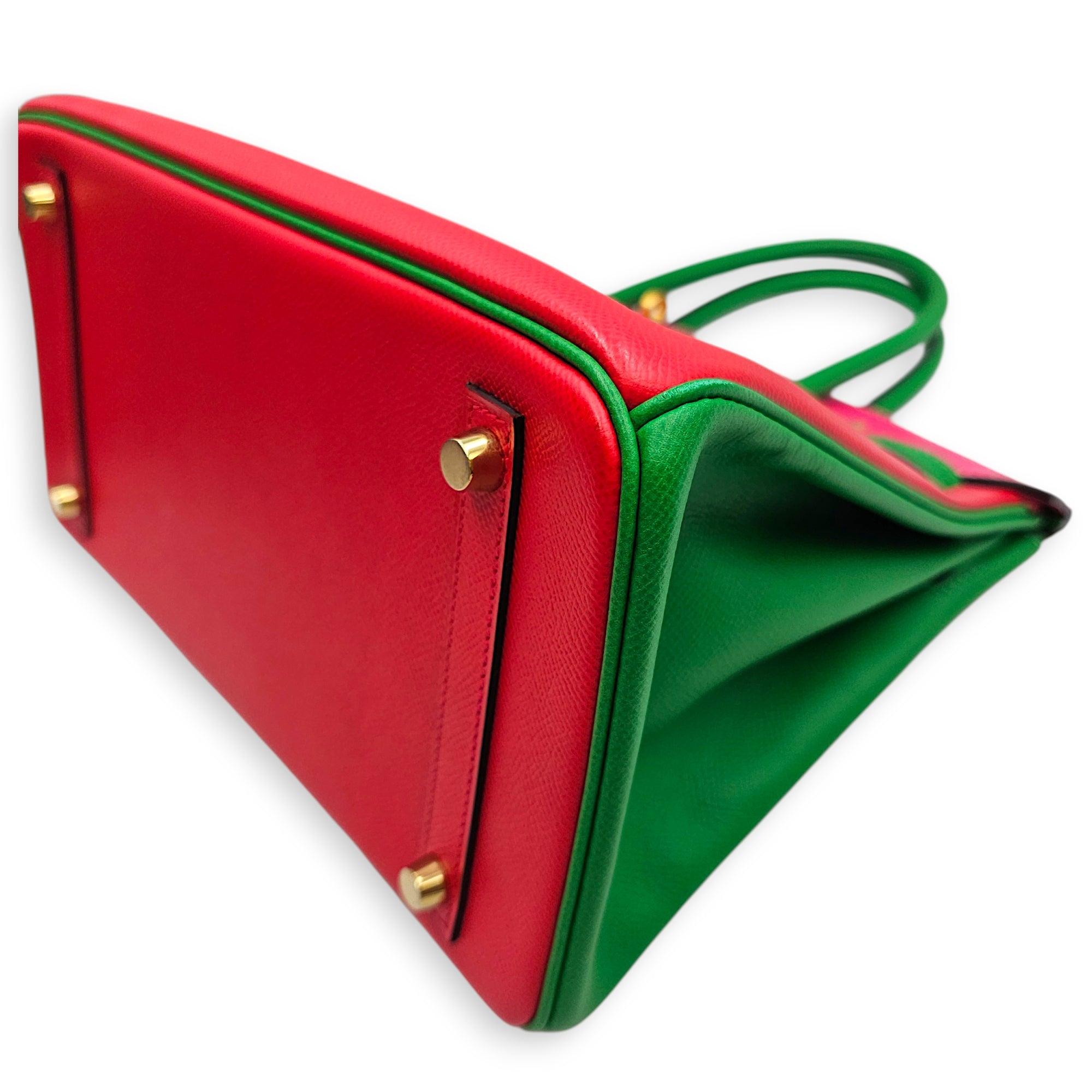 Birkin HSS 30 Rose Tyrien/Bamboo/Bougainvillea in Epsom, Brushed Gold hardware