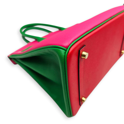 Birkin HSS 30 Rose Tyrien/Bamboo/Bougainvillea in Epsom, Brushed Gold hardware