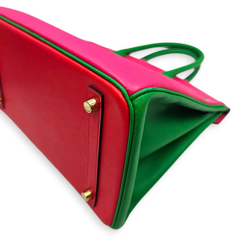 Birkin HSS 30 Rose Tyrien/Bamboo/Bougainvillea in Epsom, Brushed Gold hardware