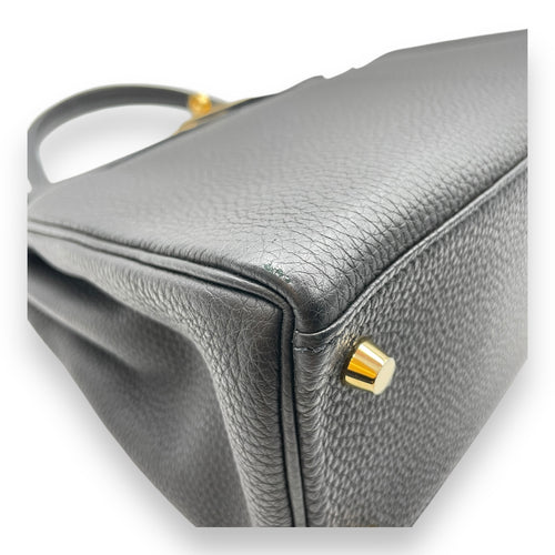 Kelly 28 Black in Togo, Gold hardware