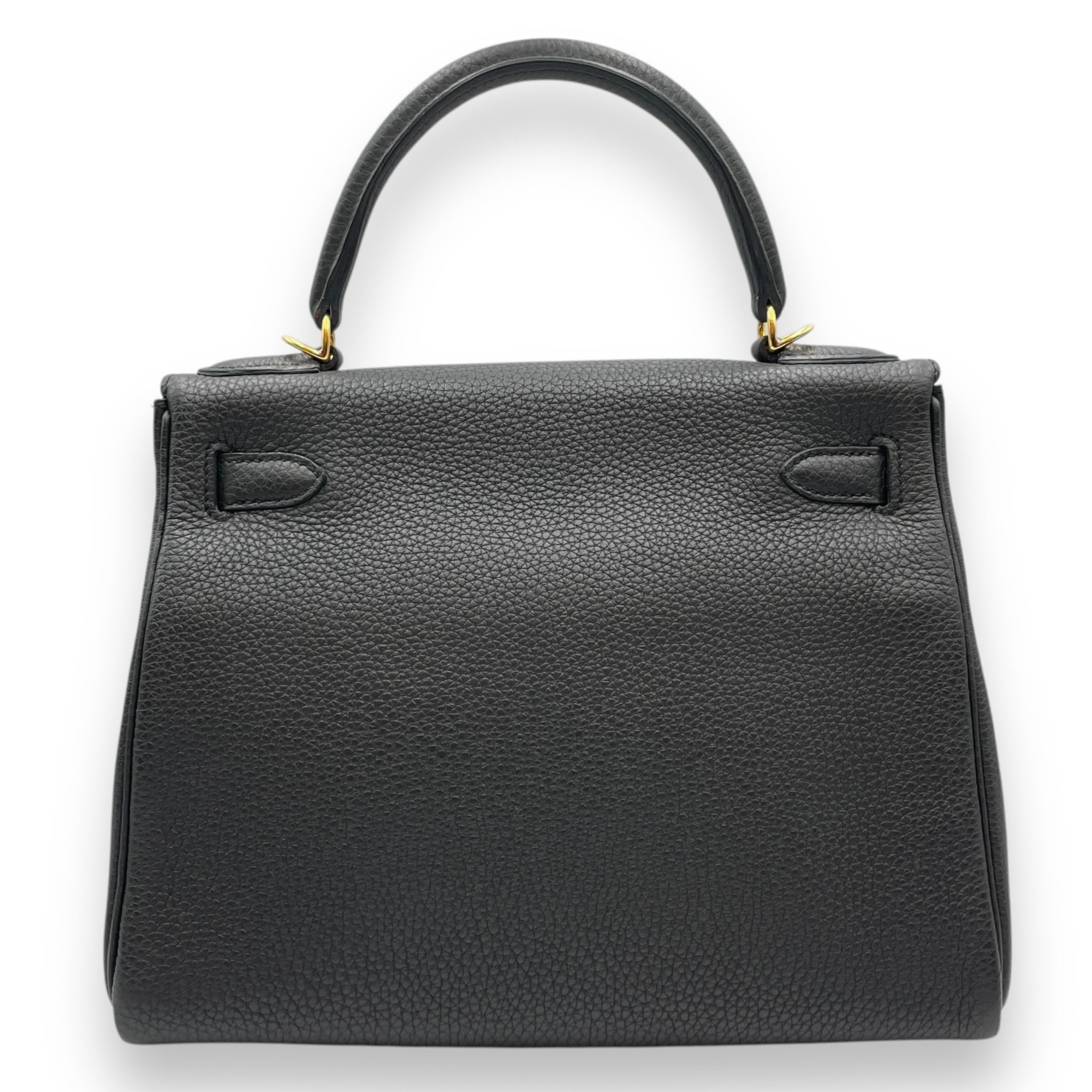Kelly 28 Black in Togo, Gold hardware