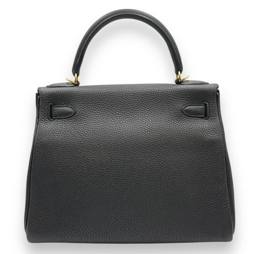 Kelly 28 Black in Togo, Gold hardware
