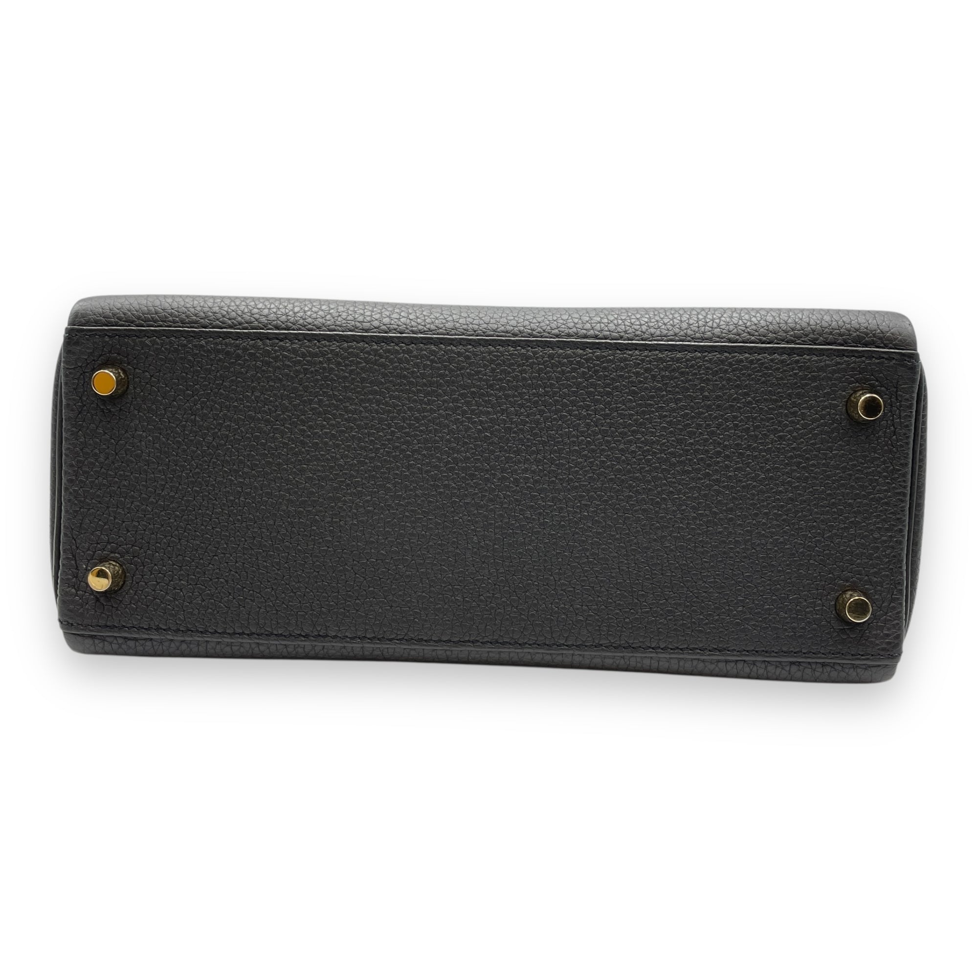 Kelly 28 Black in Togo, Gold hardware