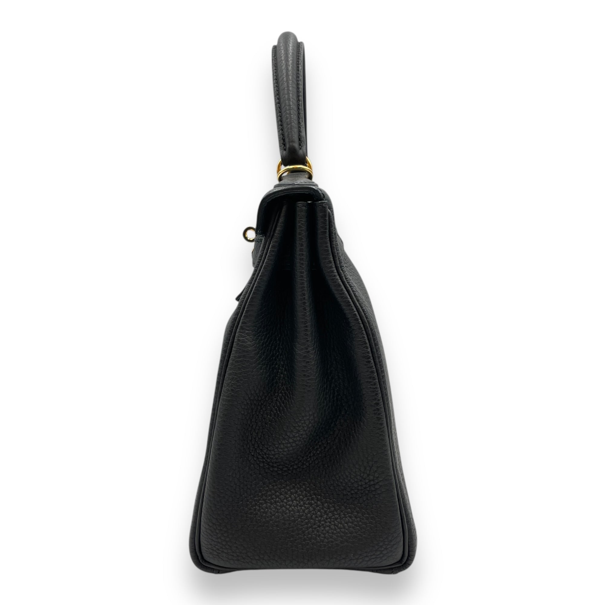 Kelly 28 Black in Togo, Gold hardware