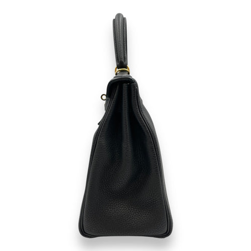 Kelly 28 Black in Togo, Gold hardware