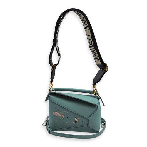 Loewe x Suna Fujita Puzzle Edge Mini Baby Blue Crossbody Bag in Calfskin, Silver hardware