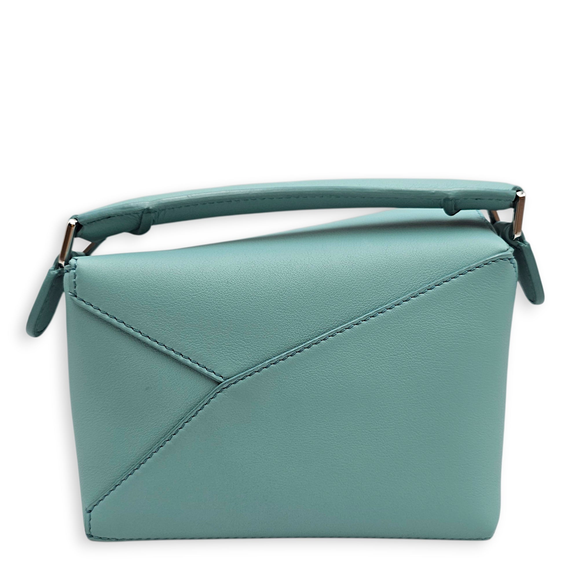 Loewe x Suna Fujita Puzzle Edge Mini Baby Blue Crossbody Bag in Calfskin, Silver hardware