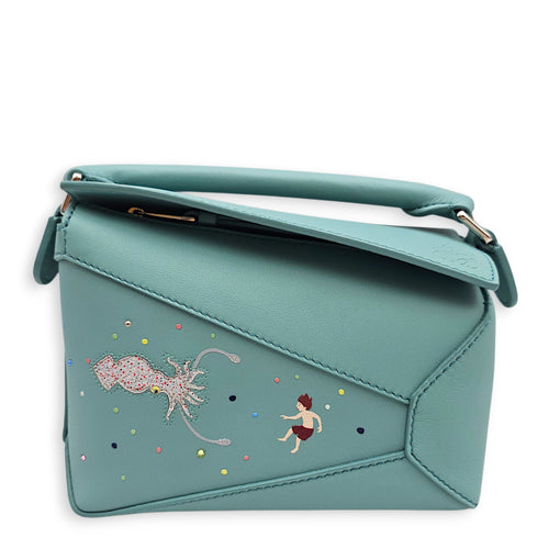 Loewe x Suna Fujita Puzzle Edge Mini Baby Blue Crossbody Bag in Calfskin, Silver hardware