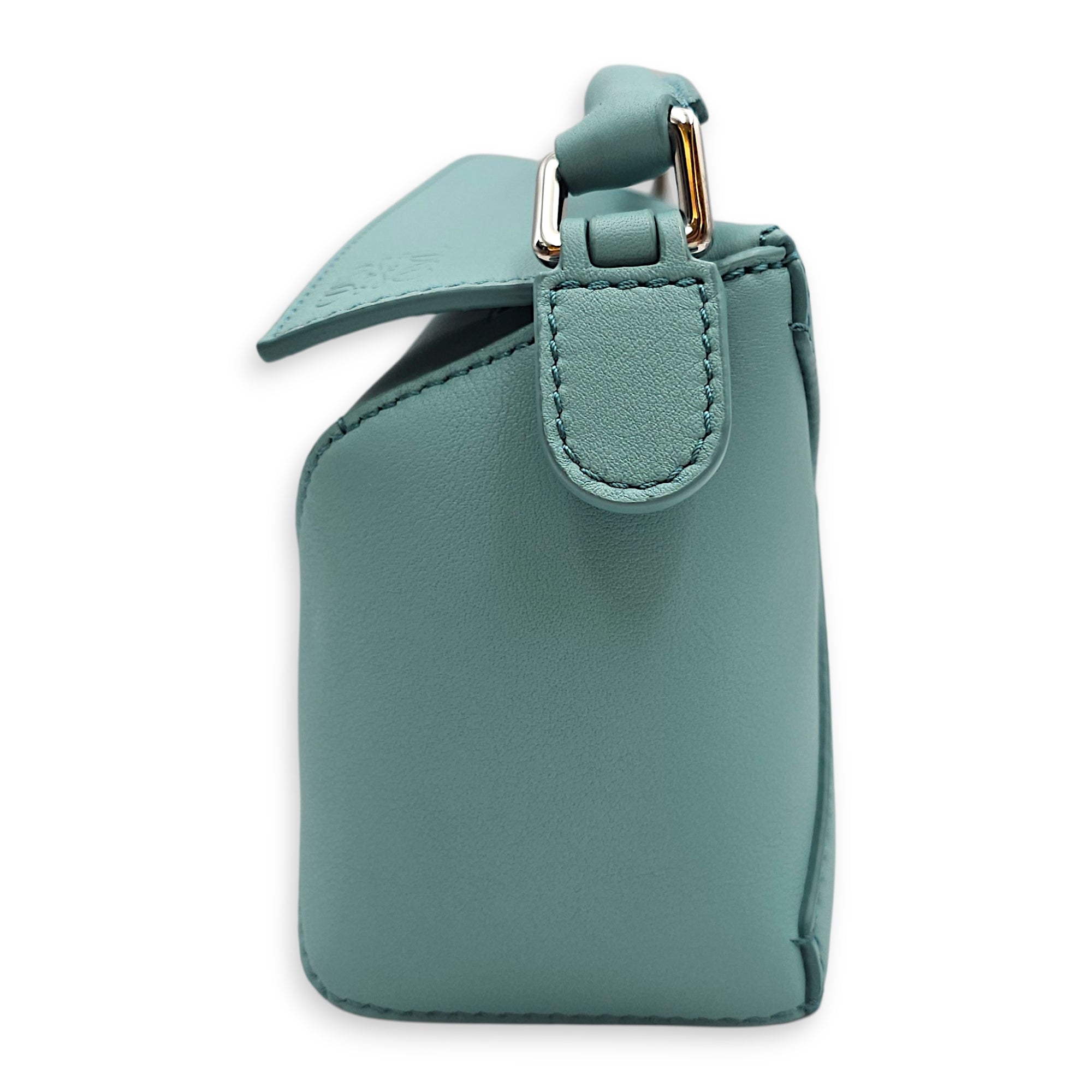 Loewe x Suna Fujita Puzzle Edge Mini Baby Blue Crossbody Bag in Calfskin, Silver hardware