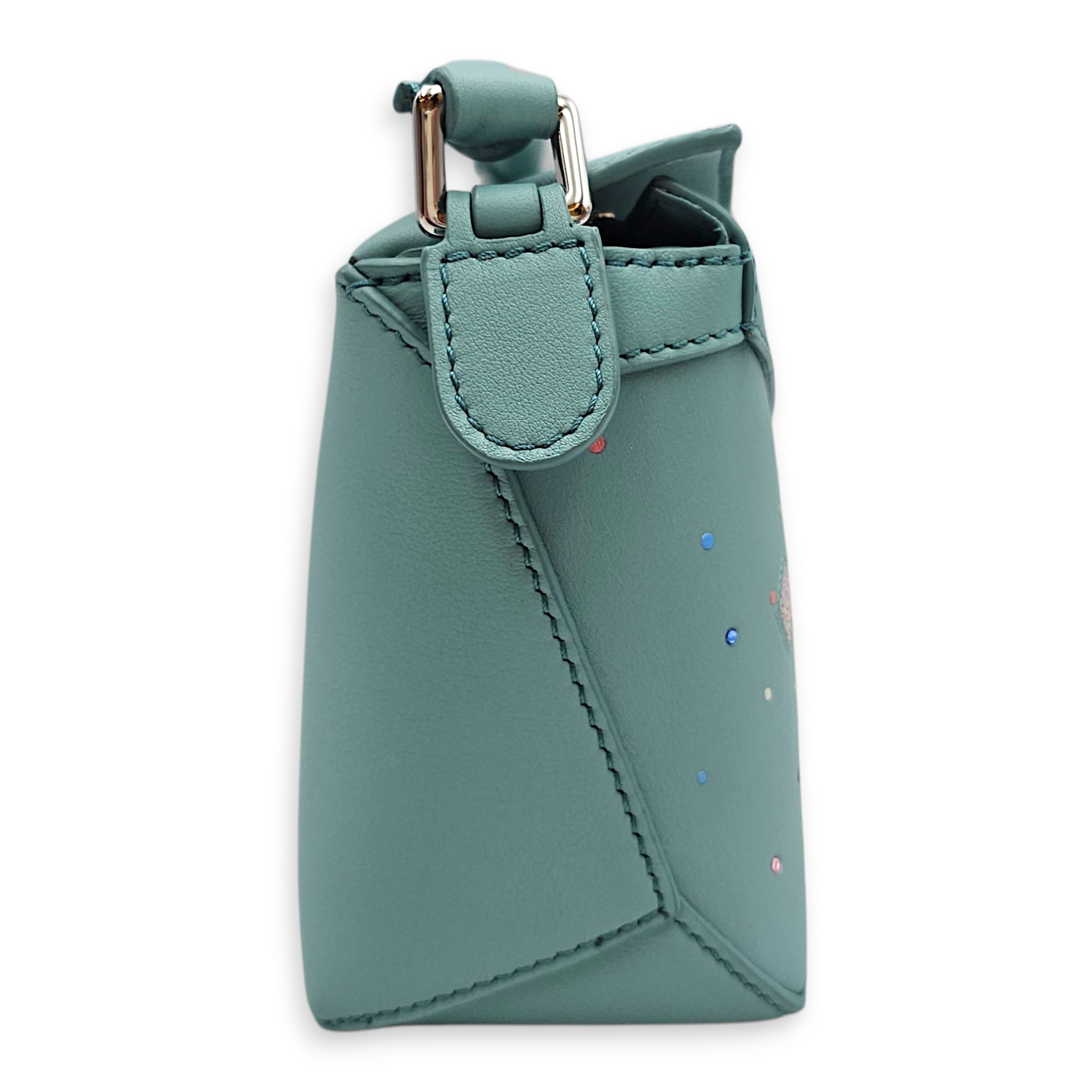 Loewe x Suna Fujita Puzzle Edge Mini Baby Blue Crossbody Bag in Calfskin, Silver hardware
