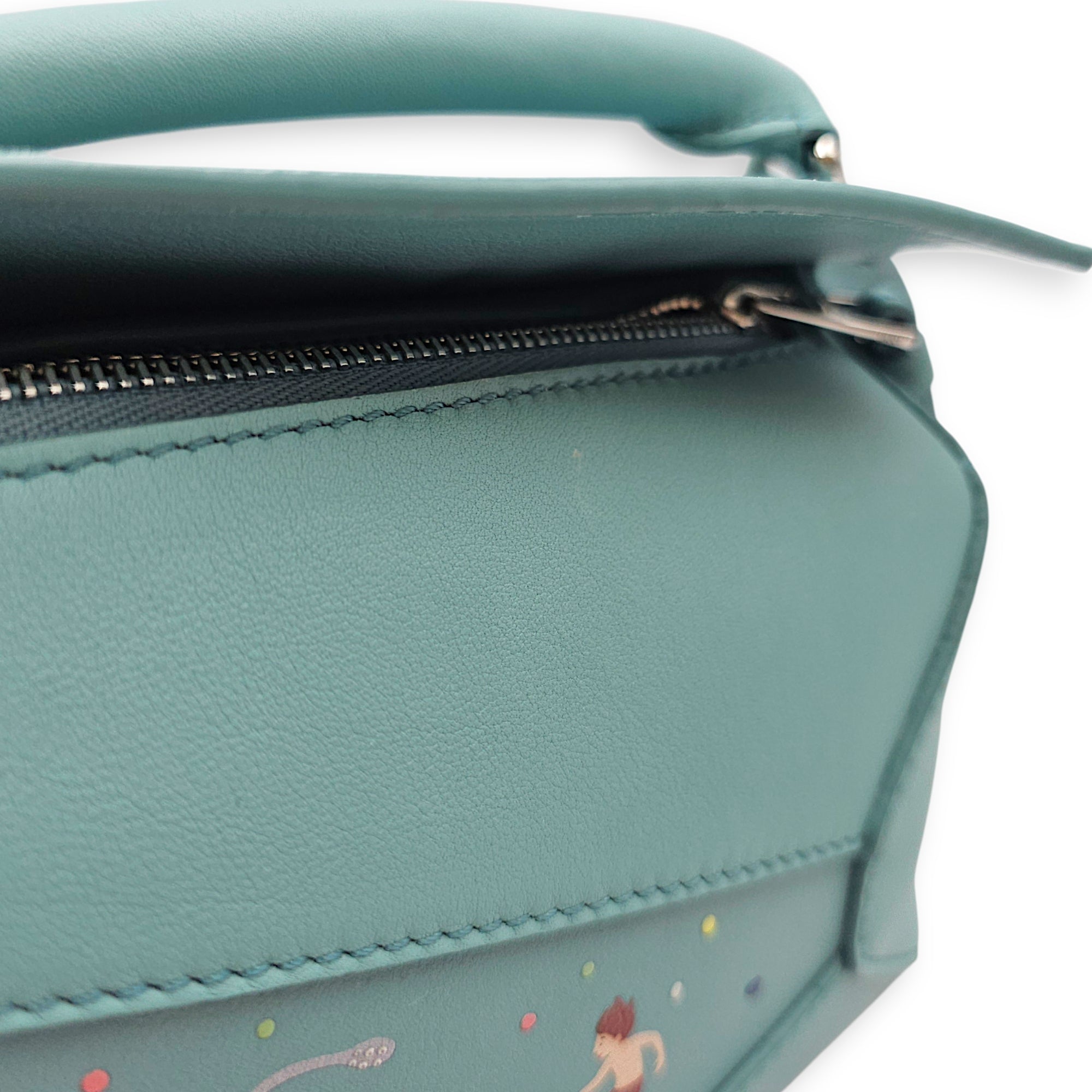 Loewe x Suna Fujita Puzzle Edge Mini Baby Blue Crossbody Bag in Calfskin, Silver hardware