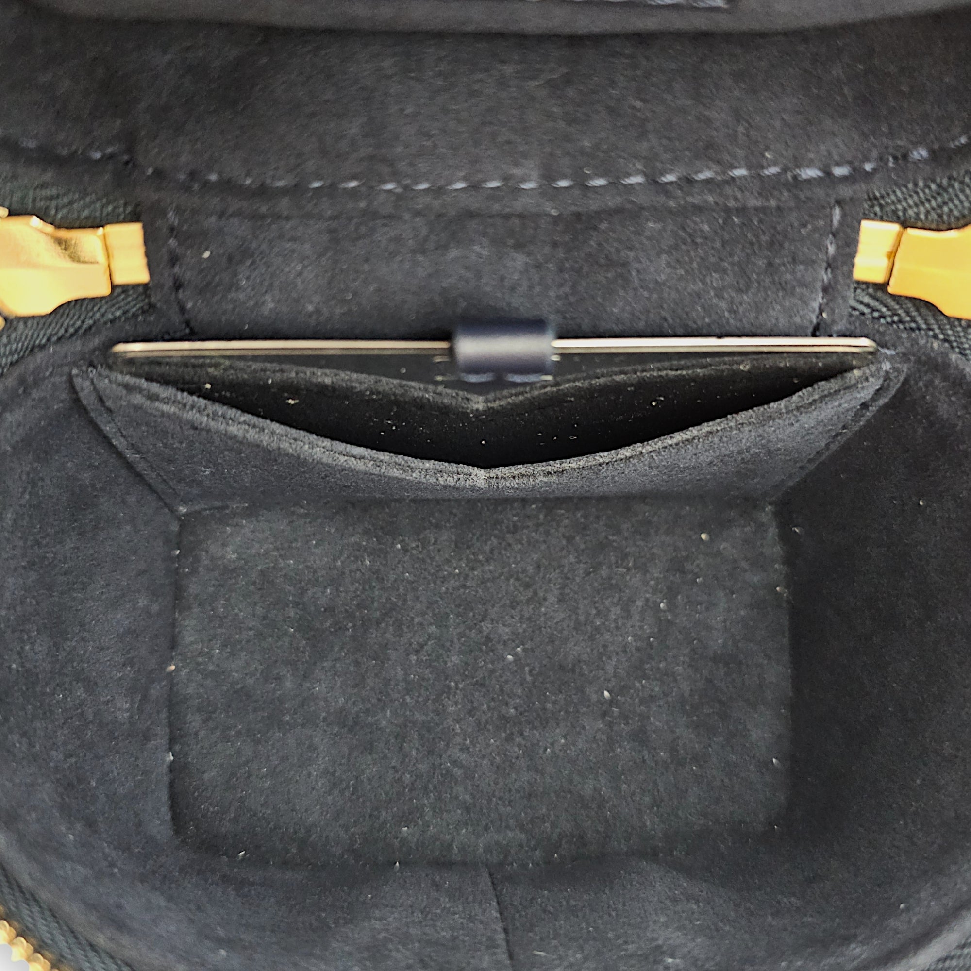Vanity Case with Chain Micro Blue Crossbody Bag in Canvas Gold hardware