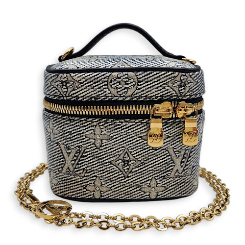 Vanity Case with Chain Micro Blue Crossbody Bag in Canvas Gold hardware CL2512-18242 7