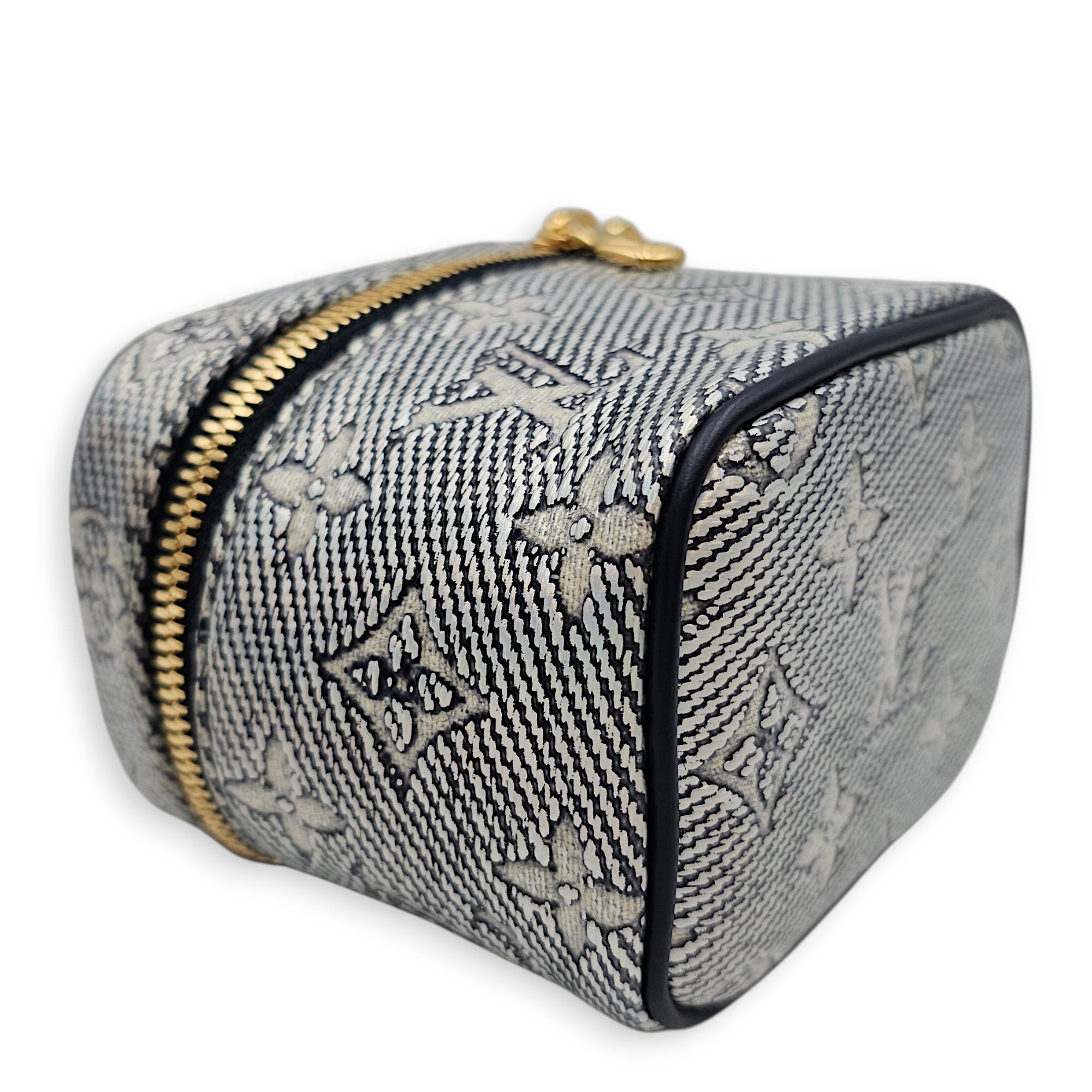 Vanity Case with Chain Micro Blue Crossbody Bag in Canvas Gold hardware CL2512-18242 5