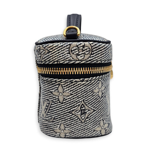 Vanity Case with Chain Micro Blue Crossbody Bag in Canvas Gold hardware CL2512-18242 3