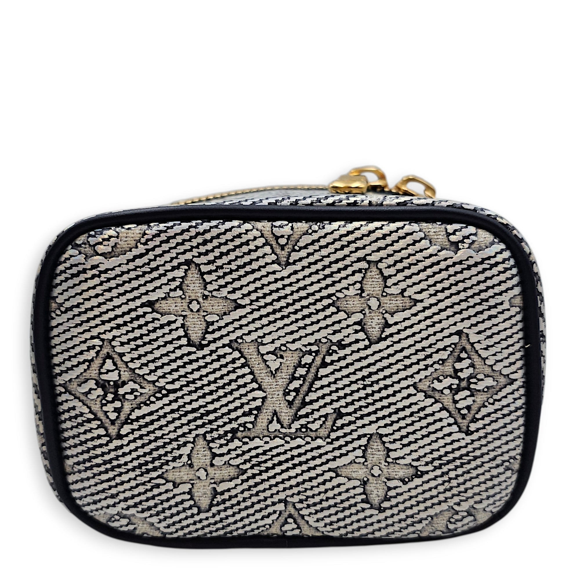 Vanity Case with Chain Micro Blue Crossbody Bag in Canvas Gold hardware CL2512-18242 4