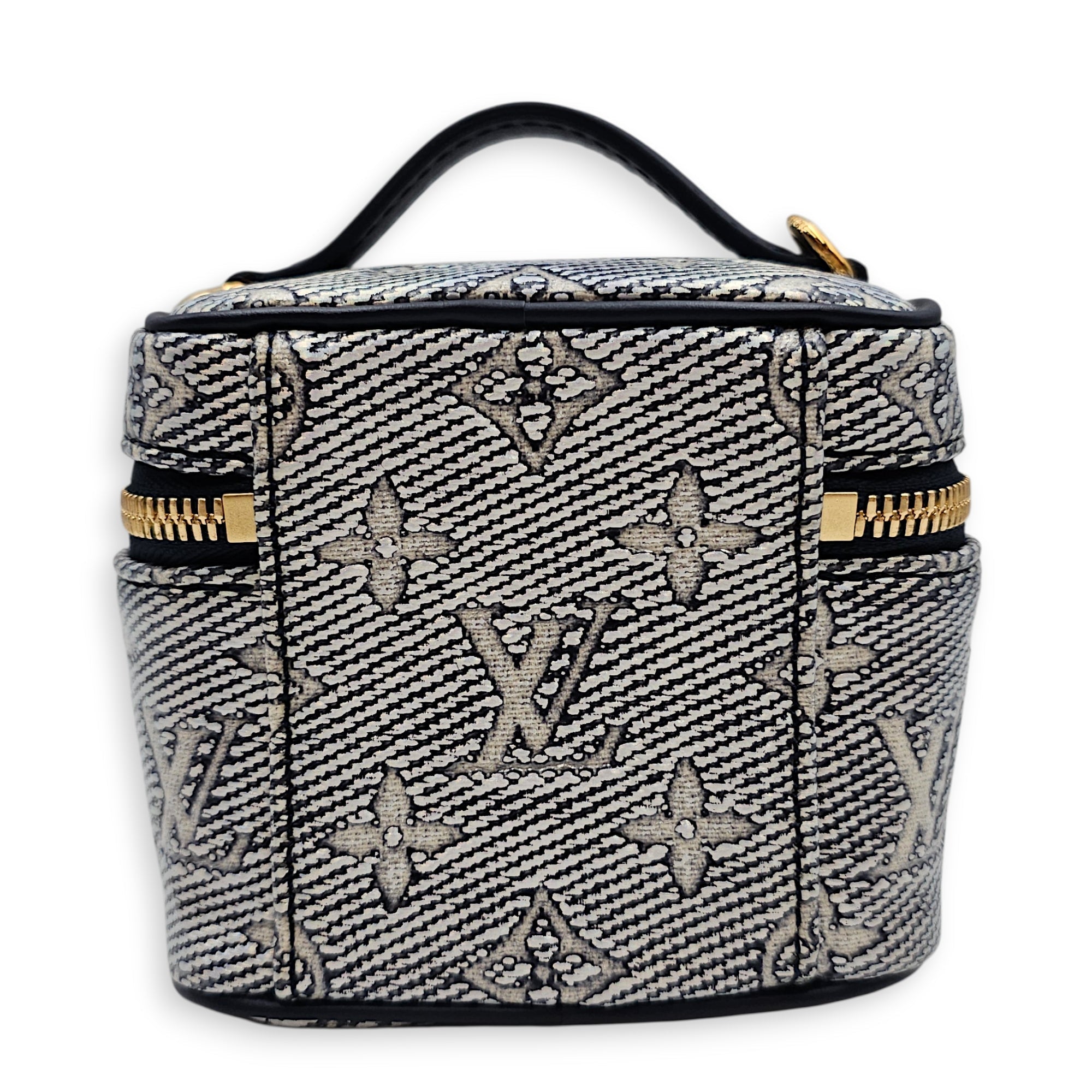 Vanity Case with Chain Micro Blue Crossbody Bag in Canvas Gold hardware CL2512-18242 2
