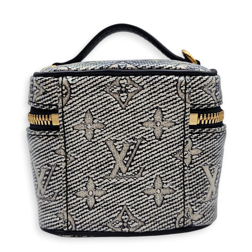 Vanity Case with Chain Micro Blue Crossbody Bag in Canvas Gold hardware CL2512-18242 2