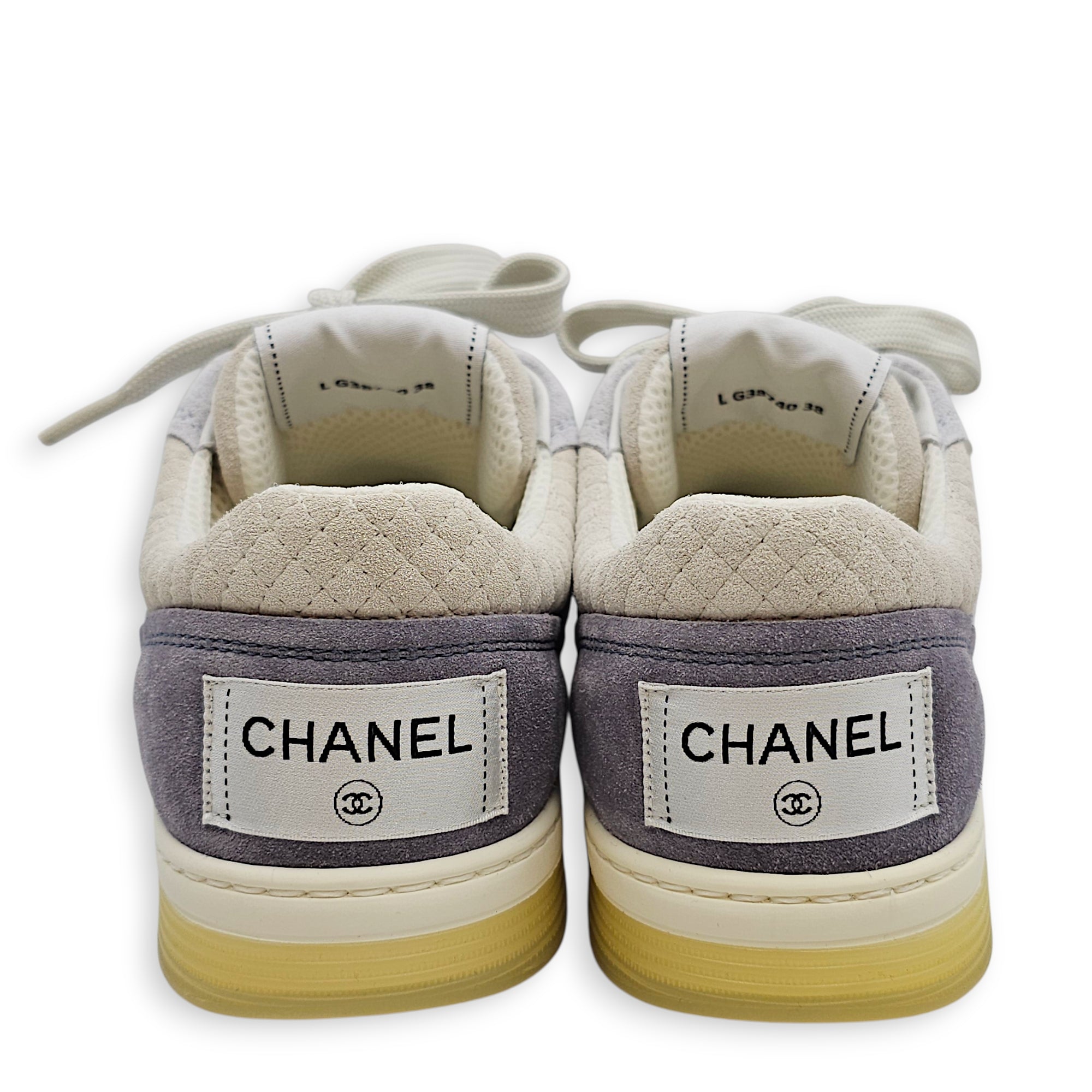 CC Low-Top 38 Purple Sneakers with Quilted Detailing in Suede