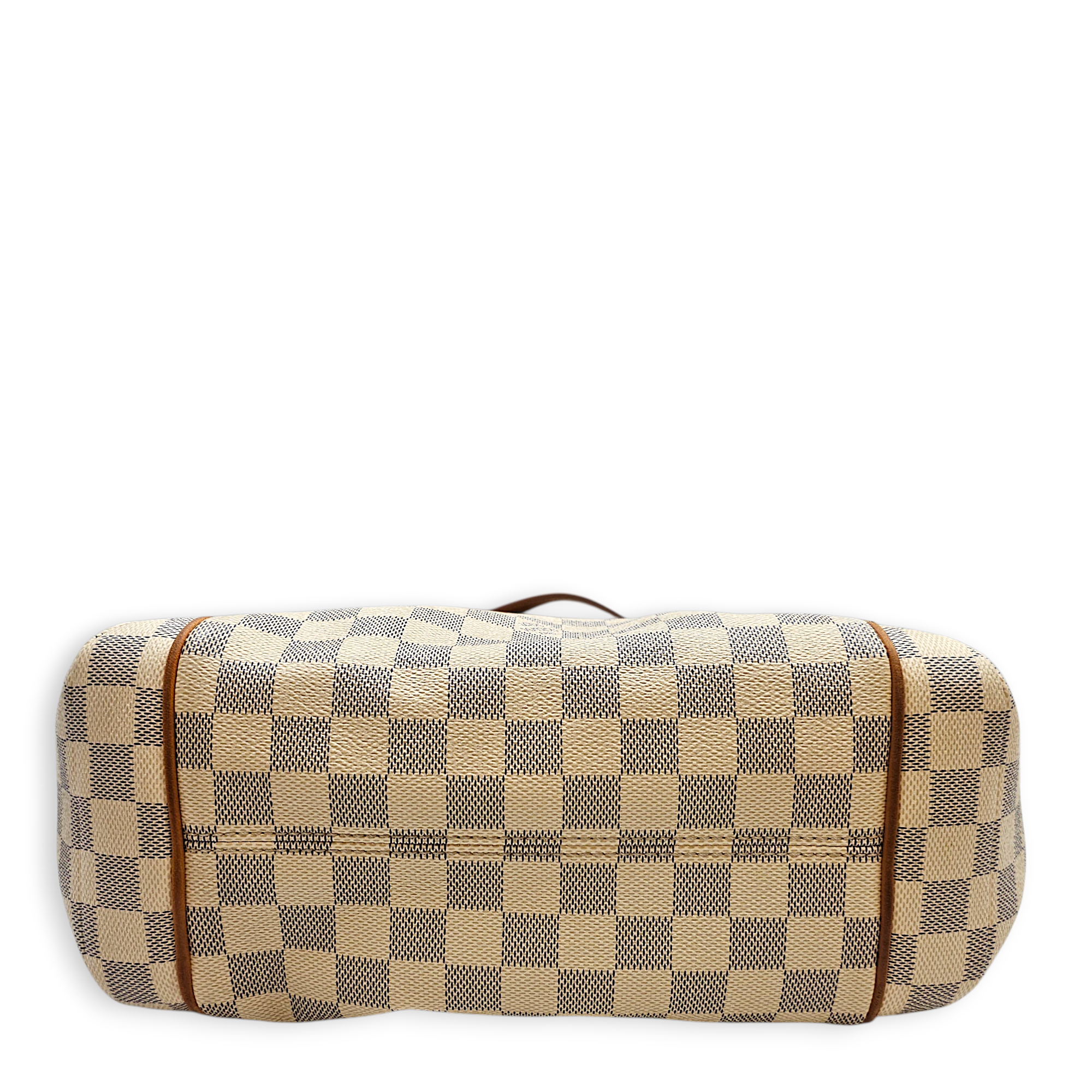 Totally Damier Azur PM White Shoulder Bag in Canvas, Gold hardware
