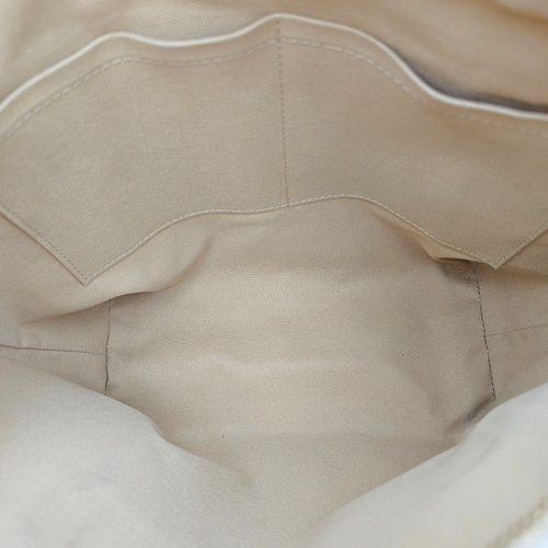 Totally Damier Azur PM White Shoulder Bag in Canvas, Gold hardware