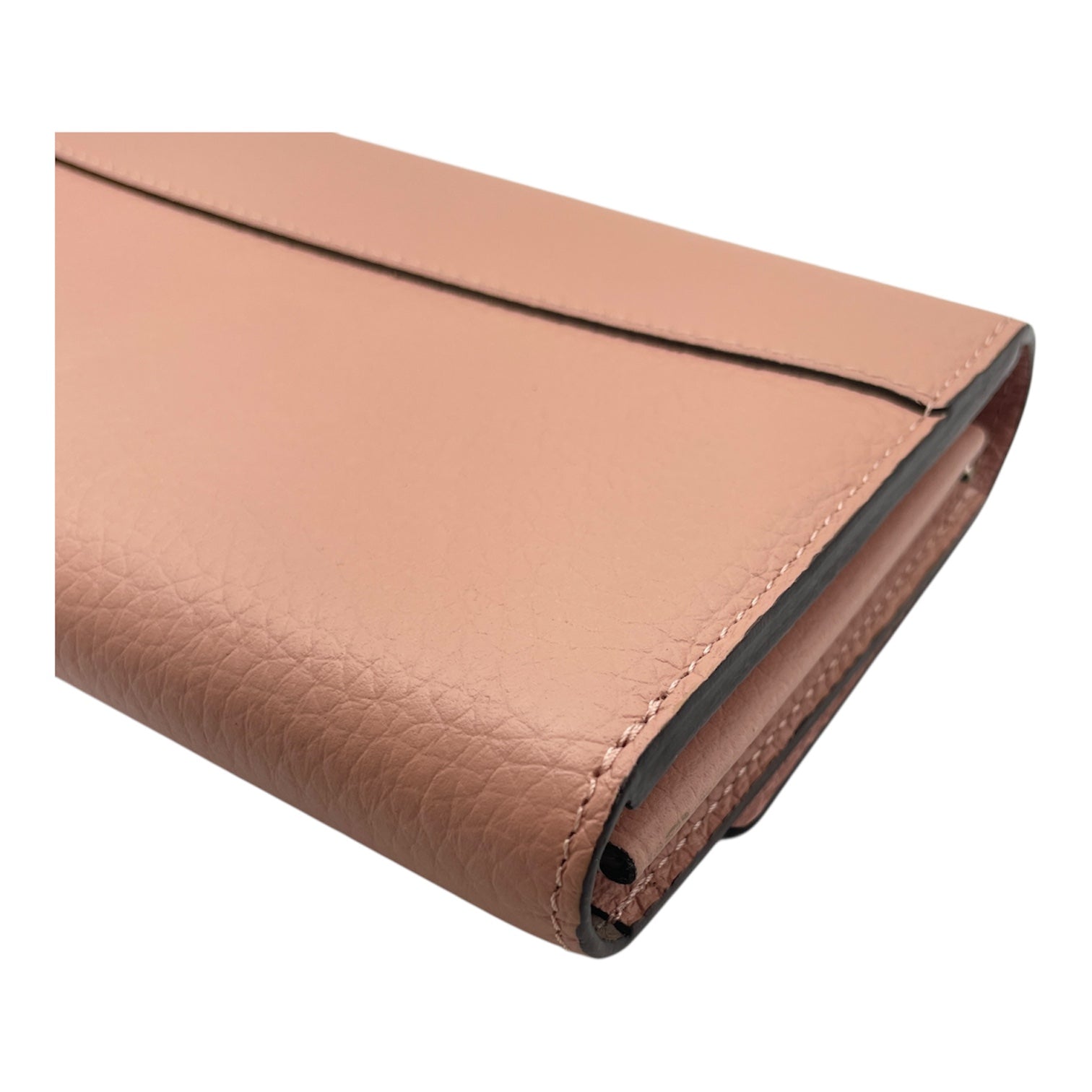 Capucines Pale Pink Wallet in Taurillon Leather, Silver hardware