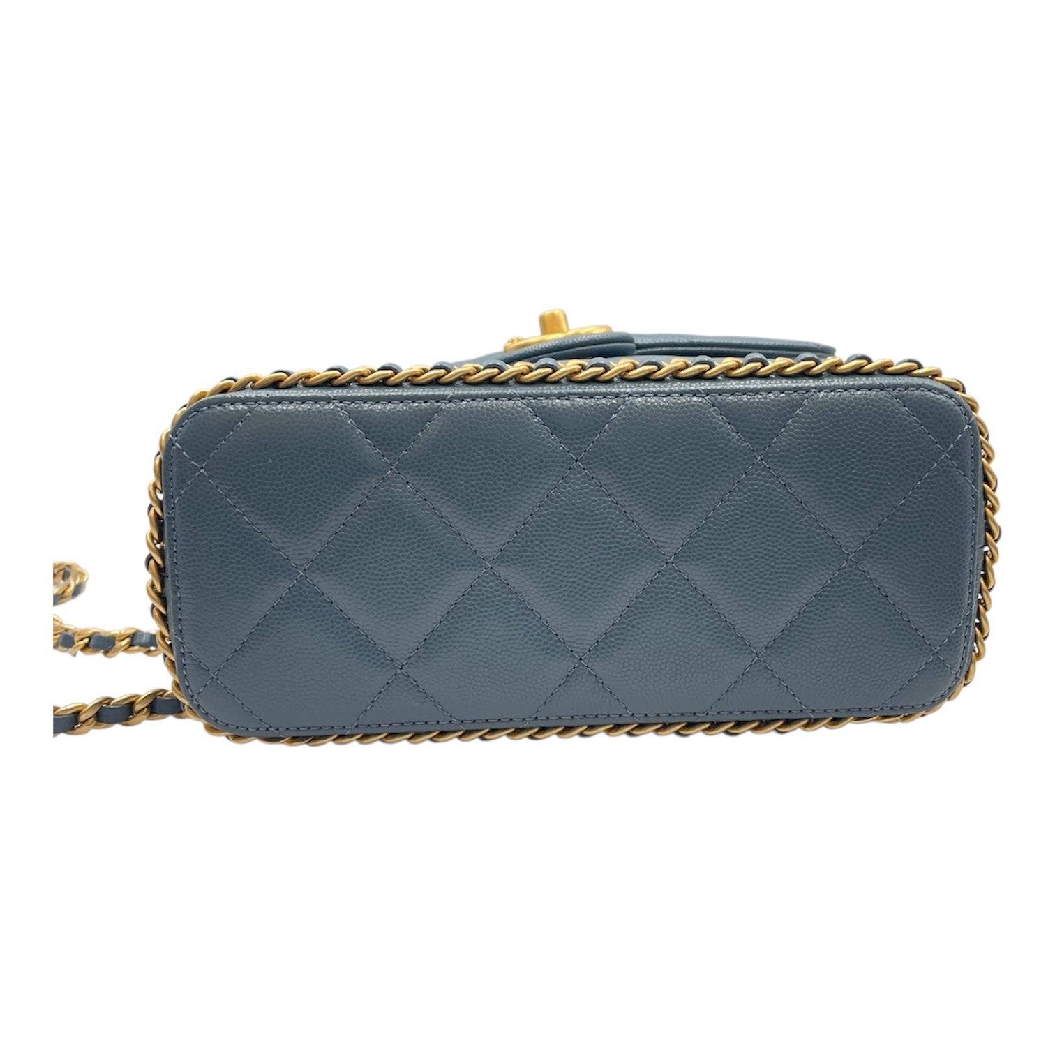 Quilted CC Baby Blue Backpack in Caviar Leather Gold hardware CL2512-17716 6