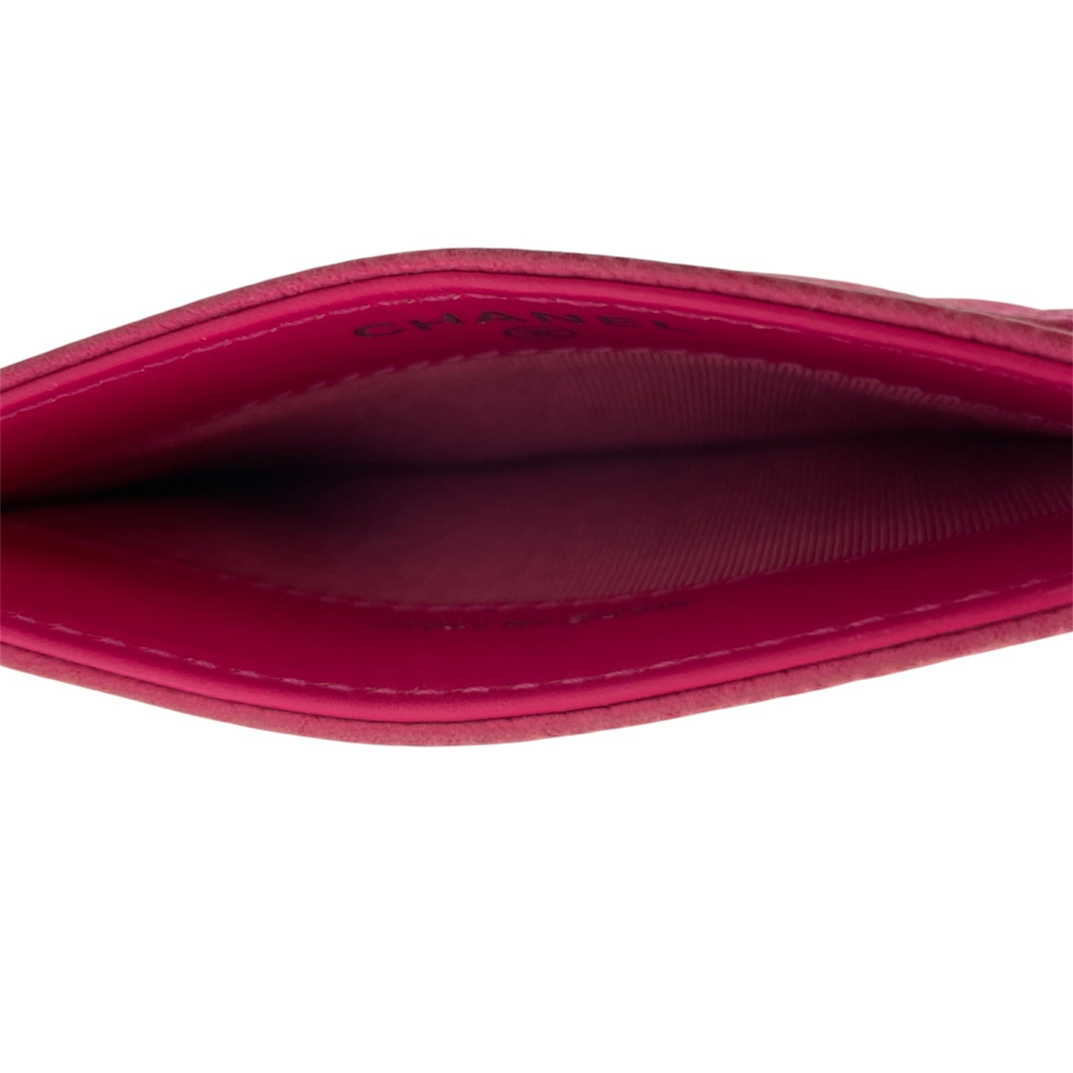 Quilted CC Logo Pink Card Holder in Caviar Leather, Silver hardware