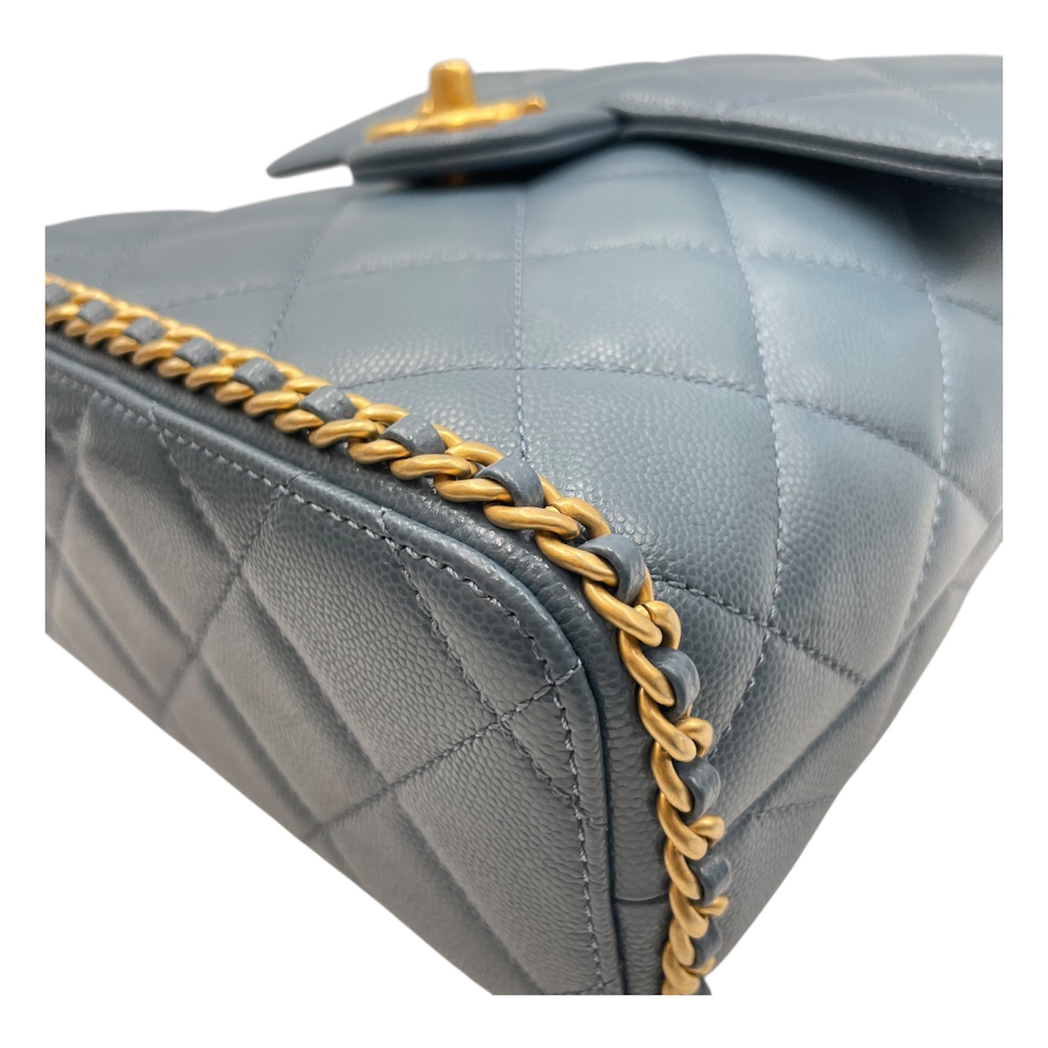 Quilted CC Baby Blue Backpack in Caviar Leather Gold hardware CL2512-17716 4